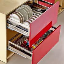 304不锈钢厨房碗篮,卡贝超静音阻尼橱柜拉篮,加厚加宽双层设计调味篮