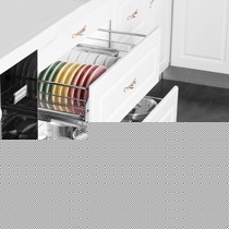 304不锈钢拉篮碗篮,悦盾厨房橱柜双层抽屉碗碟,食品级材质置物架