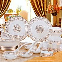 景德镇高档骨质瓷,多款可选28头经济实用型陶瓷碗盘,高档手绘极具典雅