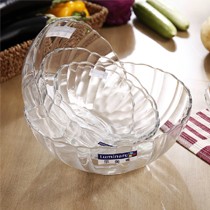 乐美雅品牌钢化玻璃釉上彩沙拉碗,莲花造型透明碗盆,货号C0735