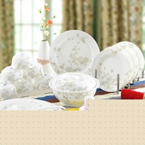 君鑫餐具56头股骨瓷骨粉碗具,中式AD-032釉上彩碗具,花饰碗具