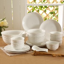 顺祥陶瓷浮雕工艺碗具套装,22头西式刻花餐具组合,餐具型号: 6666666