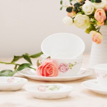 康宁玫瑰图案圆形玻璃厨具,耐热玻璃印花碗碟餐具,型号: XX-RS-LP