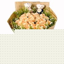 爱尚鲜花品牌33枝香槟玫瑰表达爱意,黄莺满天星点缀的鲜花,货号a1019