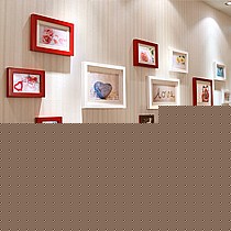 添色彩绘爱心实木相框墙,韩式宜家风格心形创意相框组合-19框完美搭配