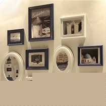 北欧风格正方形相片墙,经典方形加椭圆10框照片墙,都多爱家实木相框墙M10