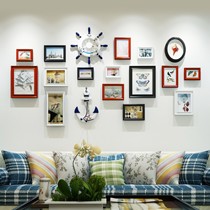 狮家多框船锚不规则相框,地中海格调实木照片墙,货号: SJ-16框舵手+船锚