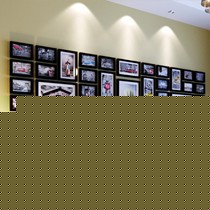 狮家原木长方形照片墙,32框大墙面相框墙,现代简约多色实木相框