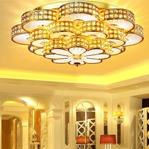 博维品牌现代中式LED吸顶灯,高贵奢华黄水晶花瓣客厅灯饰,型号8025