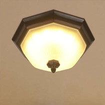 羽柏CL1818F铁艺底托哑光复古吸顶灯,酸洗玻璃灯罩吸顶灯
