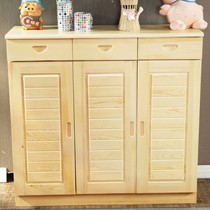 森方居原木色中式实木鞋柜,超大储物空间松木鞋架,型号XG-X01