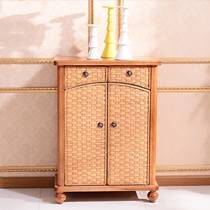 司库诺东南亚藤编鞋柜,手工编织藤木雕花鞋柜,门厅玄关藤艺鞋柜,货号1013