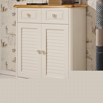 实木和购白色玄关柜,地中海两门储物鞋柜,仿古拉手组装921鞋柜