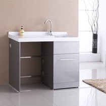 几里卫浴品牌不锈钢洗衣柜现代简约,人造石洗衣池台面,型号9005