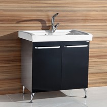 凯鹰304不锈钢落地式一体洗衣柜,陶瓷盆双开门洗衣柜,型号:KY-9905