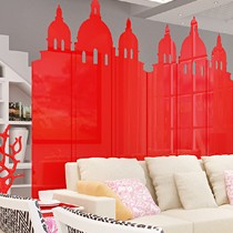 LOYOKI/鹿游记PF309板式创意城堡屏风,时尚客厅玄关欧式折叠屏风