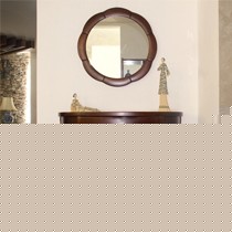 现代中式板栗色实木组装门厅柜,文华家瑞FXGG1084花边橡木玄关柜