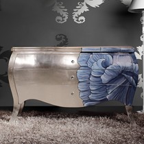 驿路坊彩绘新古典玄关柜,亮丽银箔独特造型玄关柜,货号HH xxg