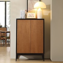 生活哲学时尚门厅玄关柜,原木纹理对开门鞋柜,简约风格实木储物柜