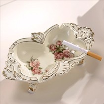 欧琪蔓欧式宫廷款牙白色烟灰缸,手工雕刻鎏金,MY-1596陶瓷摆件