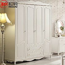 和购品牌哑光象牙白衣柜,橡胶木实木衣橱,经典流行,时尚富有气息,型号HG06
