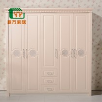 意万家居经济型粉色衣柜,韩式五门平开衣柜,组合组装衣橱HK302