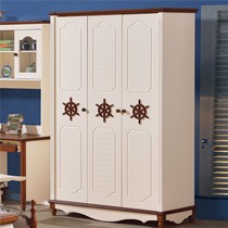 宜捷家居实木三门衣柜,地中海平开门衣橱,型号JDG儿童衣物柜