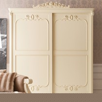 法丽莎实木双门衣柜,浪漫雕花欧式描银,荷花白衣橱平开门式