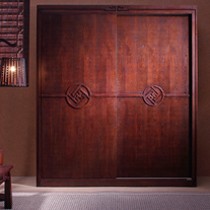 卧室全实木中式衣柜,东域春意推拉门衣橱,2-C01简约实用两门衣柜