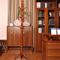 艾丽克斯水曲柳茶色落地挂衣架,多层挂钩设计方便实用,欧式实木三角支架平衡稳固