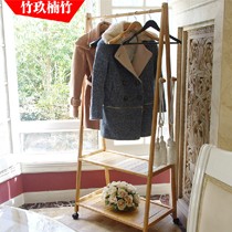竹玖品牌楠竹环保衣帽架,落地式的宜家风格有滑轮衣架,型号881