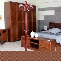 丰采家居红木色欧式落地挂衣架,360度可旋转实木挂钩设计,40cm圆形底盘坚实厚重