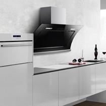 YUKIDA侧吸式抽油烟机套装,智能触控油烟机,三环立体猛火燃气灶