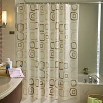 海之巅HFH023超强防水透气浴帘,金属气眼环保防霉卫浴帘子,peva材质简约花型设计浴室帘布