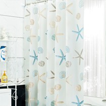 玉麒可伸缩撑杆浴帘定制,防水防霉PEVA挂帘,卫生间海星淋浴隔断帘