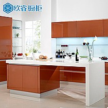 欧睿品牌U型烤漆板整体橱柜,人造大理石橱柜,优质五金配件,品质优越,型号KQ001
