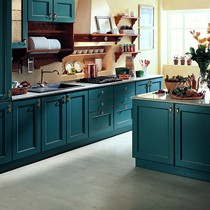 加利安,地中海西南桦实木整体橱柜,自然深绿色,型号: XN19