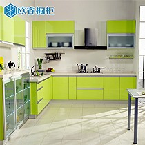 欧睿,简约时尚烤漆整体橱柜,现代感个性苹果绿,型号: UV808