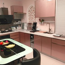 心逸品品牌石英石台面新古典整体橱柜,简约精致的刨花板厨房橱柜,型号XYP-CG-0698