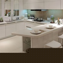 佰丽爱家现代风U型整体橱柜,石英石台面,优质亚克力橱柜