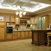 欧派U型石英石台面整体橱柜,实木门板人性化橱柜,型号:OP11-L041