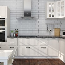 我乐L型橱柜组合套餐,环保石英石台面材质,欧式耐磨抗压模压板橱柜