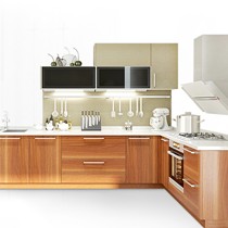 丽维家进口环保板材橱柜,整体橱柜新中式风格设计,L型双饰面橱柜