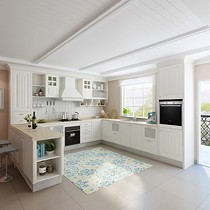 司米L型防潮板橱柜,石英石定制整体橱柜,欧式橱柜开放式定制