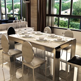 高档不锈钢餐桌椅组合