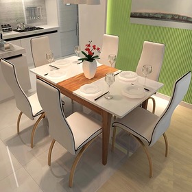 可伸缩烤漆餐桌椅组合