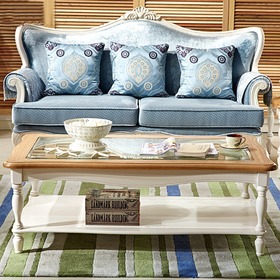 清新茉莉花白玻璃茶几