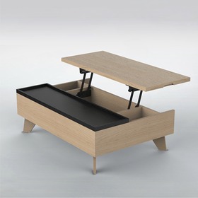 定制可升降实木贴皮茶几