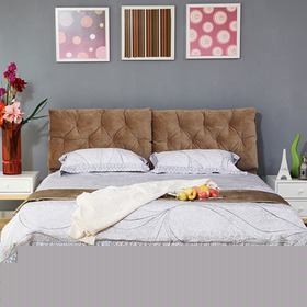 巧克力色布艺褶皱榉木双人床