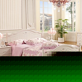 象牙白雕花实木双人床